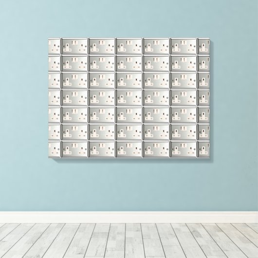 GB AC BS 1363 Plug Socket [Britse standaard] Canvas Afdruk (Insitu (Houten vloer))