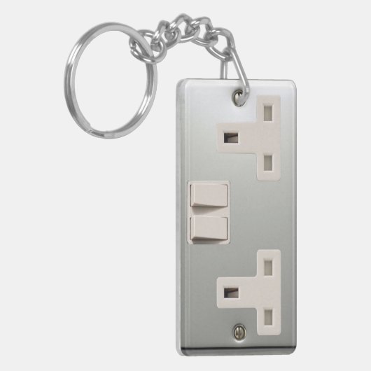 GB AC BS 1363 Plug Socket (Britse standaard) Sleutelhanger (Voorkant Links)