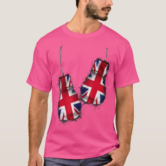 GB Boxing Boxers Fans Vlag Vecht Handschoenen Brit T-shirt (Voorkant)