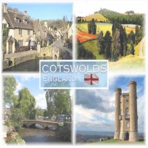 GB Cotswolds, Castle Combe, panorama of Field, Sticker