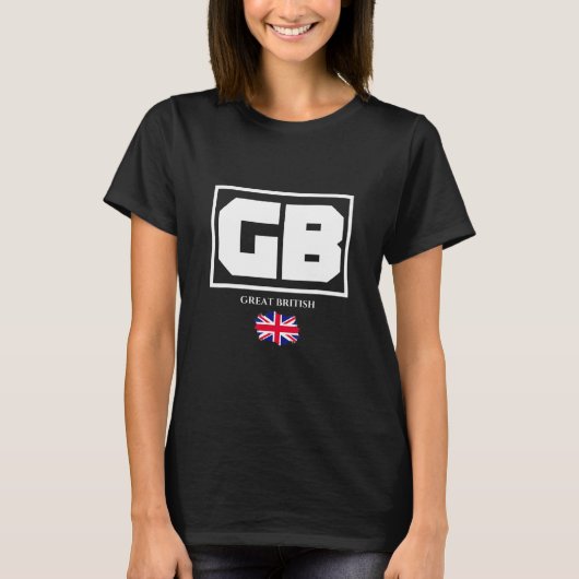 GB Great British with UK Flag Illustration Graphic T-shirt (Voorkant)