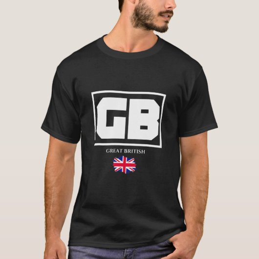 GB Great British with UK Flag Illustration Graphic T-shirt (Voorkant)