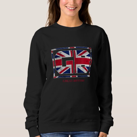 GB Great British with UK Flag Illustration Graphic Trui (Voorkant)