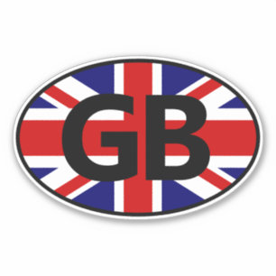 GB landcode Union Jack vlag ovaal vinyl Sticker
