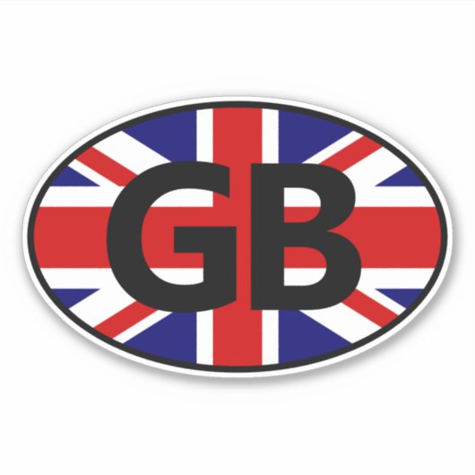 GB landcode Union Jack vlag ovaal vinyl Sticker (Voorkant)