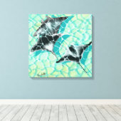 GB Print on canvas Manta Rays (Insitu (Houten vloer))