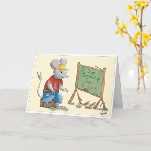 GB School enrollment card, lovingly hand-drawn boy Kaart (Gele Bloem)