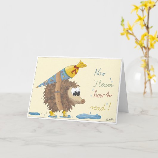 GB School enrollment card, lovingly hand-drawn boy Kaart (Gele Bloem)