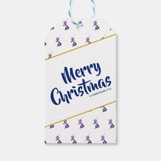 GB UNION JACK Custom Merry-kerstscripts Cadeaulabel (Voorkant)