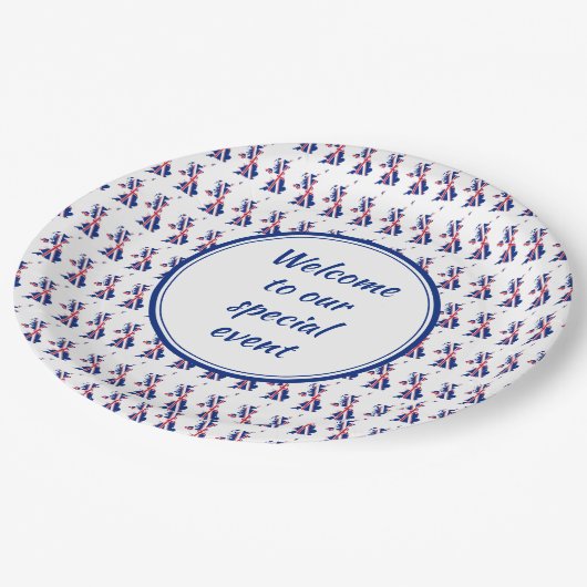 GB UNION JACK Custom Voeg Jouw tekst Patriottic to Papieren Bordje (Gekanteld)