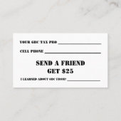 GBC-VISITEKAARTJE + EEN VRIEND VISITEKAARTJE (Achterkant)