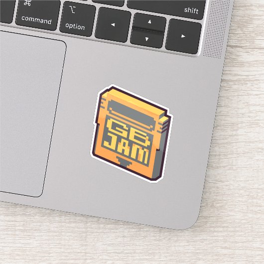 GBJam vinyl sticker - retro sticker voor gamedevs (Detail)