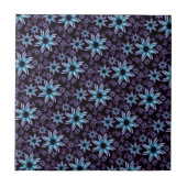 Gblauw en Paars Floral design Tegeltje (Voorkant)