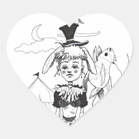 "G'bye My Clown" Hartvormige Sticker (Voorkant)