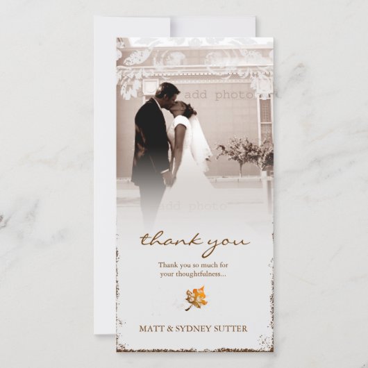 GC | Aged Fall Wedding Dank u fotokaart Bedankkaart (Voorkant)