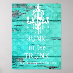 GC Aqua  Wood Chandelier Poster