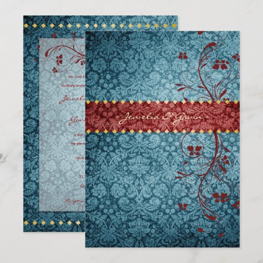 GC | Bejewelde Turquoise & Red Kaart (Voorkant / Achterkant)