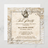 GC Bronze Tan Tea Party Kaart (Voorkant / Achterkant)