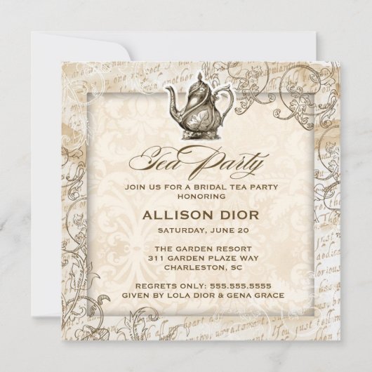 GC Bronze Tan Tea Party Kaart (Voorkant)