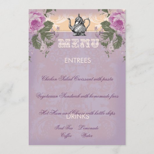 GC Bruids Bruiloft Thee Feest Menu (Voorkant)