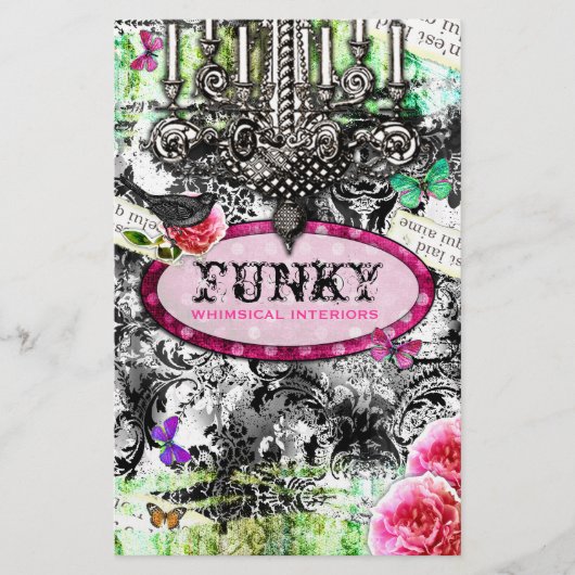 GC |  charme (Whimsical) - Black White Damask Flyer (Voorkant)