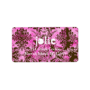 GC    chocolade roze Damask Etiket