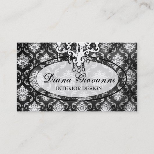 GC - Damask Black White Visitekaartje (Voorkant)