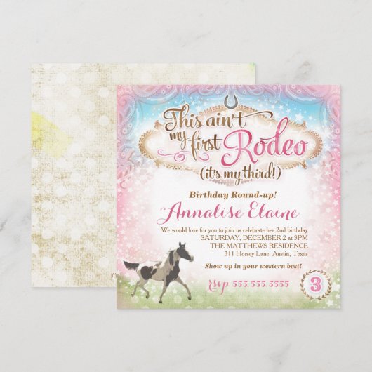GC Dit is niet mijn eerste Rodeo 3rd Birthday Kaart (Voorkant / Achterkant)