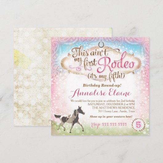 GC Dit is niet mijn eerste Rodeo 5th Birthday Kaart (Voorkant / Achterkant)