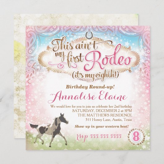 GC Dit is niet mijn eerste Rodeo 8th Birthday Kaart (Voorkant / Achterkant)