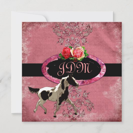 GC | Eclectisch Damask Horse Fade Red Kaart (Voorkant)
