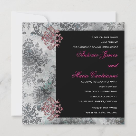 GC | Eclectisch  Damask Horse Grey Kaart (Achterkant)