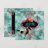 GC | Eclectisch Damask Horse Turquoise Kaart (Voorkant / Achterkant)