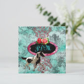 GC | Eclectisch Damask Horse Turquoise Kaart (Staand voorkant)