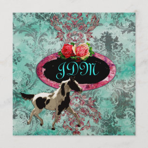 GC   Eclectisch  Damask Horse Turquoise Kaart