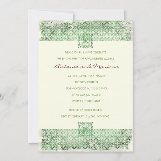 GC | ELEGANT  GROENE INVITATIE KAART (Achterkant)