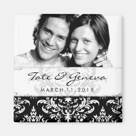 GC | Erika  Damask Save the Date-Black Magneet (Voorkant)