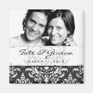 GC | Erika  Damask Save the Date-Charcoal Magneet