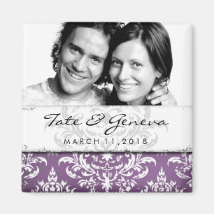 GC   Erika  Damask Save the Date-Eggplant Magneet