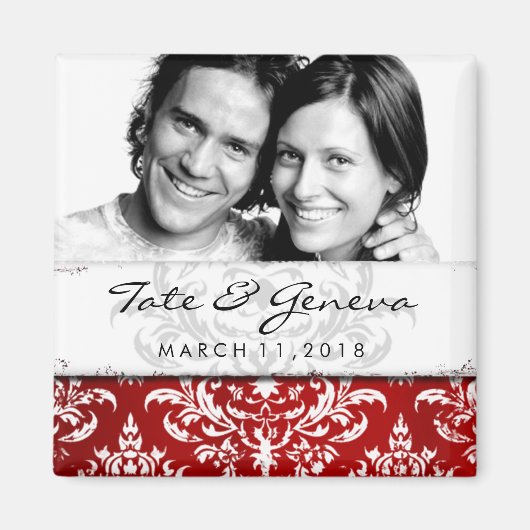 GC | Erika  Damask Save the Date-Red Magneet (Voorkant)
