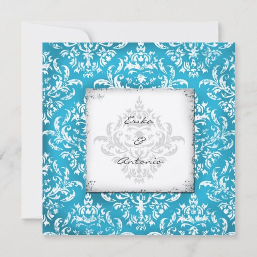GC | Erika Damask Turquoise Golden Metalli Kaart (Voorkant)