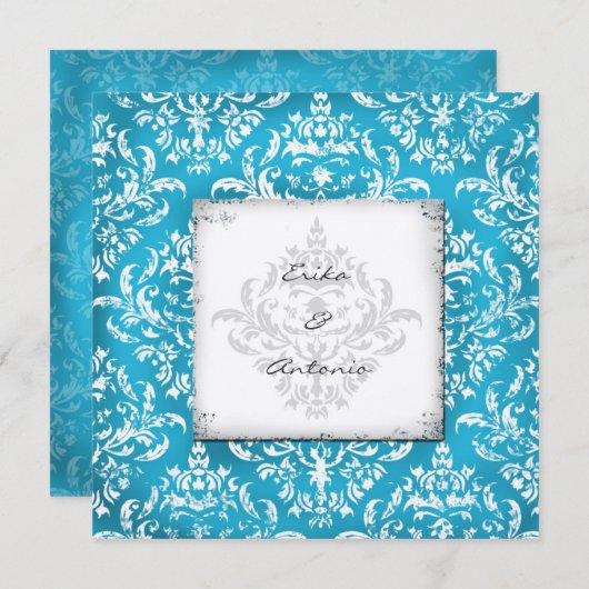 GC | Erika Damask Turquoise Golden Metalli Kaart (Voorkant / Achterkant)