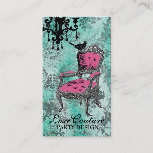 GC Fabulous French Turquoise Damask Visitekaartje (Voorkant)