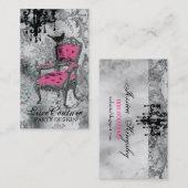 GC | Fantastisch Franse grijze Damask Visitekaartje (Voorkant / Achterkant)