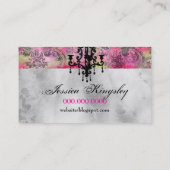 GC | Fantastisch Franse kleurrijke roze Damask Visitekaartje (Achterkant)