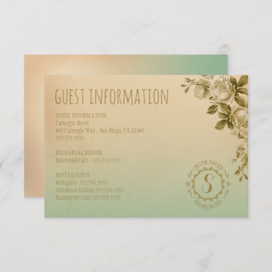 GC FOREVER IN LOVE GUEST INFO INFORMATIEKAARTJE (Voorkant / Achterkant)