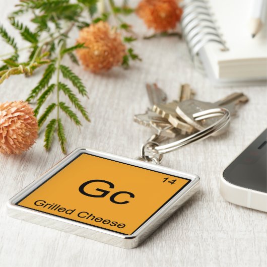 Gc - Gegrilde kaasschaafscheikunde symbool Sleutelhanger (Zijkant)