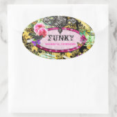 GC | grillige  roze bij Ovale Sticker (Tas)