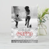 GC | Happy Howlidays Grey Red Linen Feestdagenkaart (Staand voorkant)