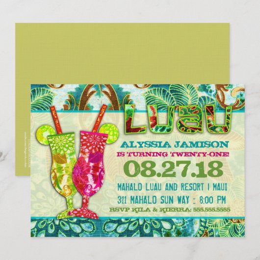 GC Hawaiian Cocktails Aqua Seaweed Kaart (Voorkant / Achterkant)